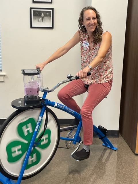 Jackie Sugg on blender bike 