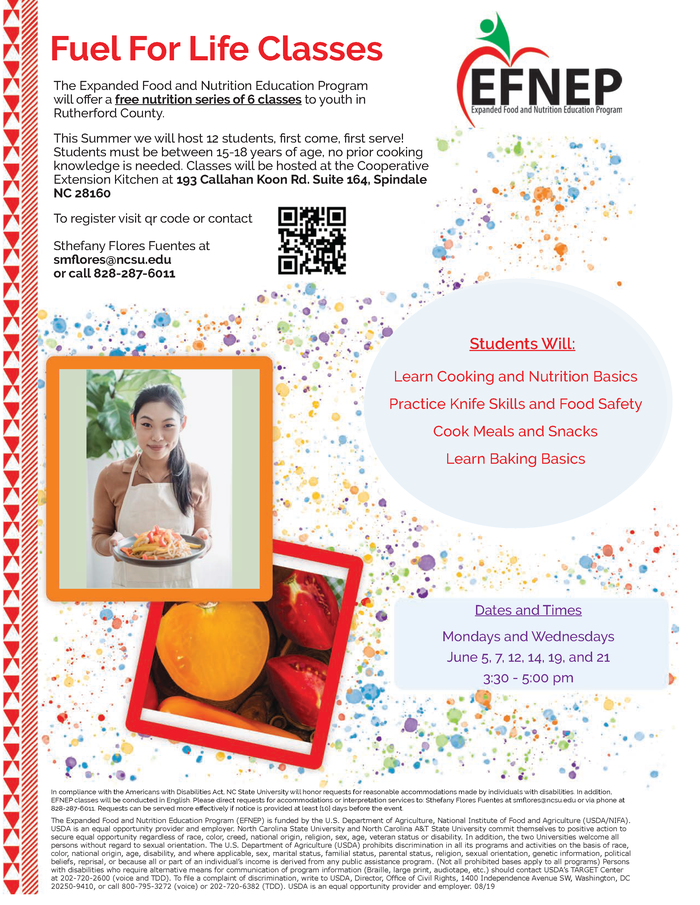 Flyer restates dates and contact information of the nutrition educator, all relevant information can be found in the post 