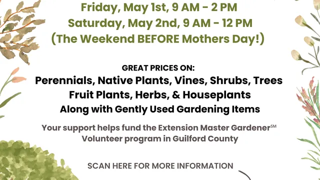Flyer for the 2026 Passalong Plant Sale in Guilford County