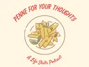 Plate of penne pasta with basil; text "PENNE FOR YOUR THOUGHTS" above and "A Life Skills Podcast" below