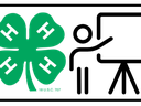 4-H Clover and a graphic of a person presenting