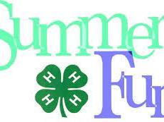 Text "Summer Fun" with a green 4‑H four-leaf clover logo