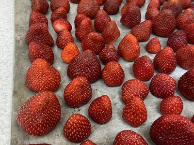 strawberries on a tray