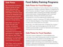 Safe Plates brochure titled "Food Safety Training Programs" listing courses for food managers and handlers.