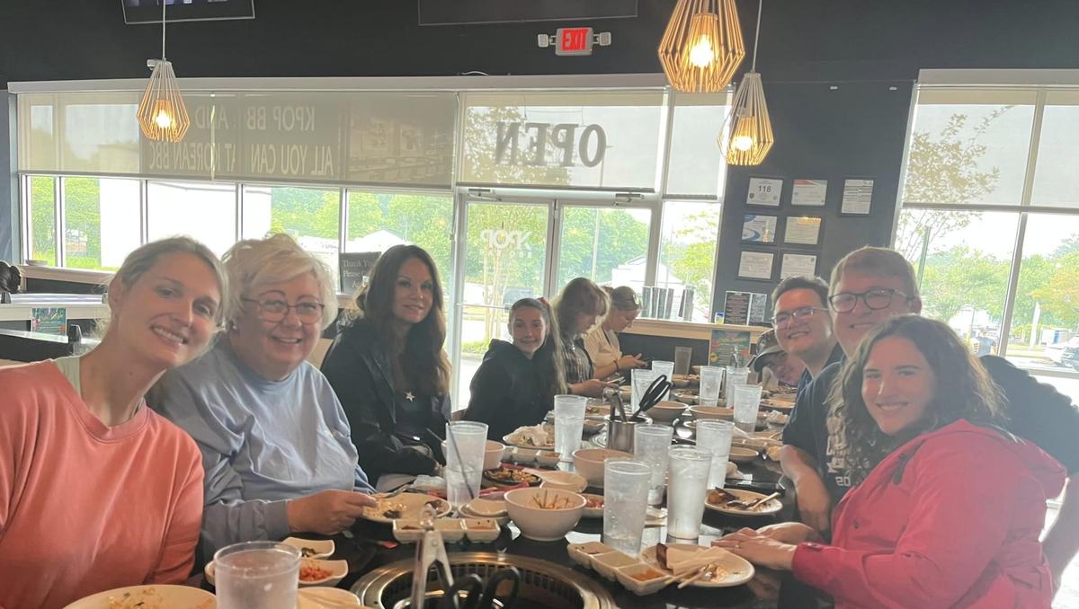 4-H group enjoying Korean lunch