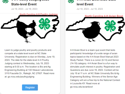 From 4-H Online screenshot of 4-H Poultry Judging and Avian Bowl