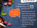 Soup Canning Class — Aug 22–23, 2023, 5:30–7:30 PM. Cost $20