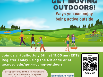GET MOVING OUTDOORS! Ways to enjoy being active outside. Virtual July 6, 11:00 am EDT