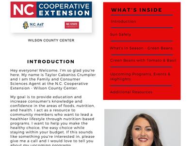Wilson Bits & Bites newsletter cover, Summer 2023; NC Cooperative Extension logo; contents list