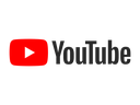 YouTube logo: red play button icon and the word "YouTube" on a black background
