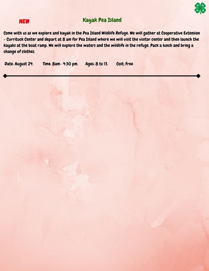 Currituck 4-H Summer Fun Camp Information