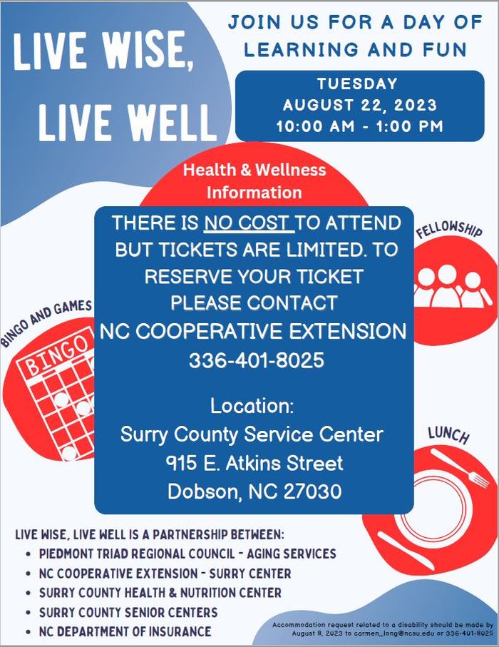 Live Wise, Live Well event poster