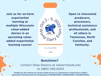 Wisconsin Value-Added Dairy Experiential Learning Course — Oct 2–5, 2023; contact sstearn1@utk.edu