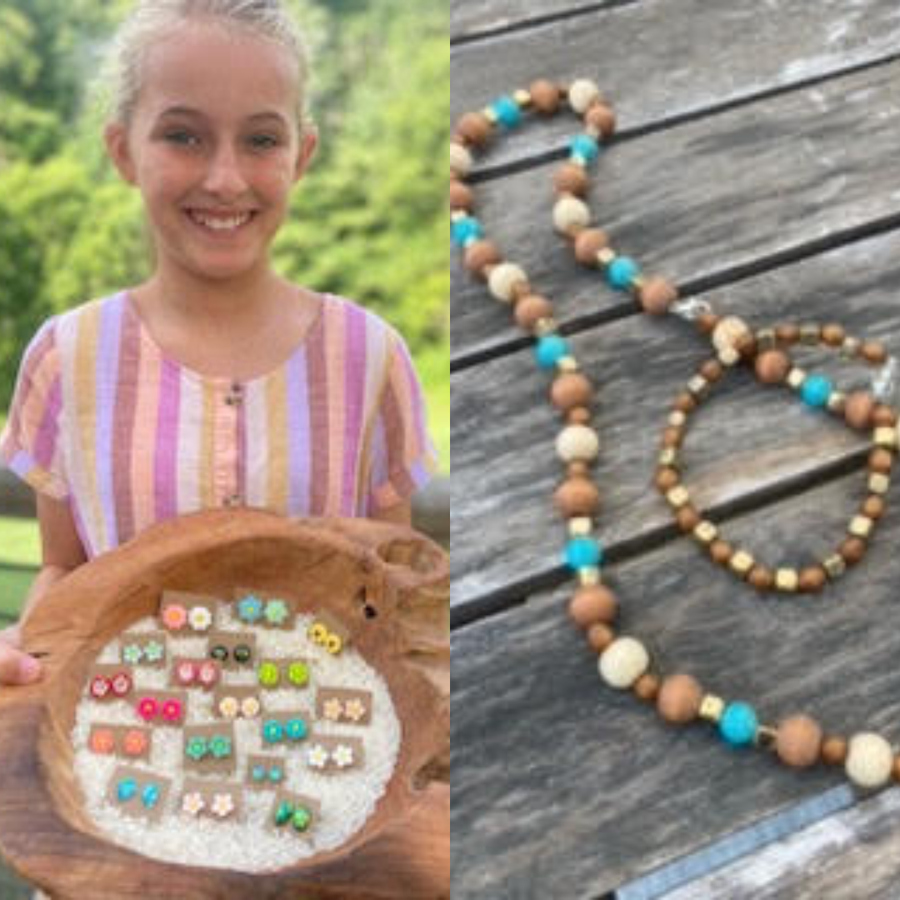 Girl with handmade jewelry