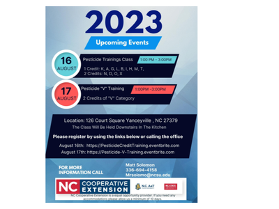 Upcoming pesticide training