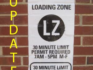 NC State loading zone sign: LZ; 30-min limit; permit required 7AM–5PM M–F; no permit other times