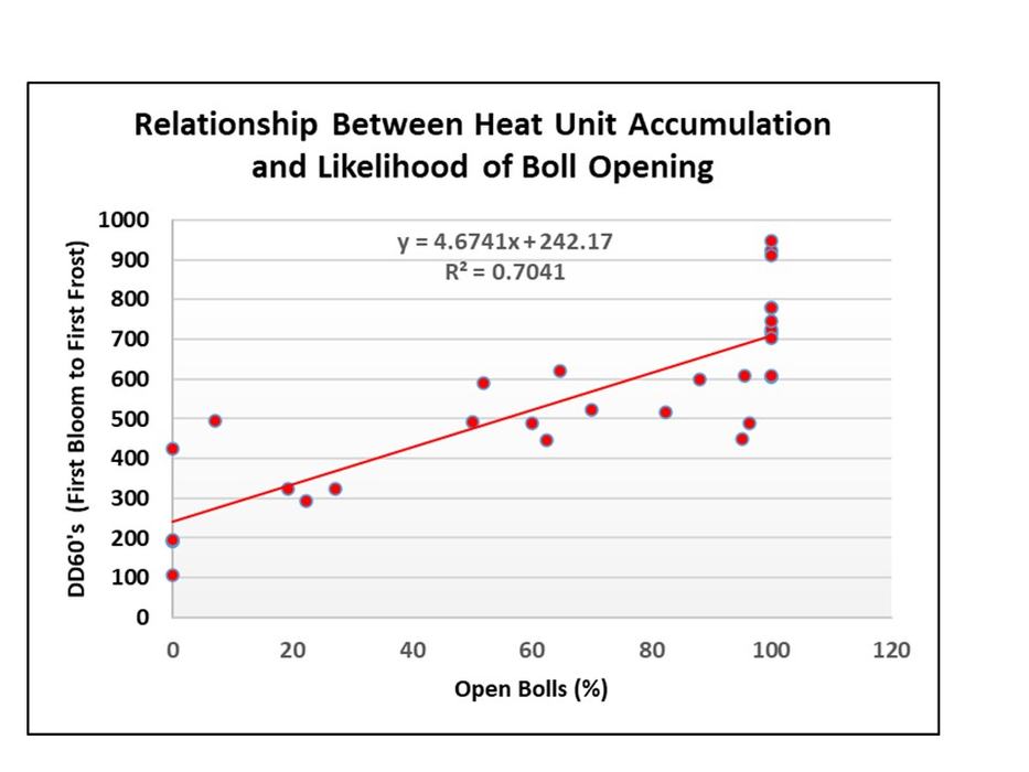 Relationship between Heat Unit Accumulation and Likelihood of Boll Opening