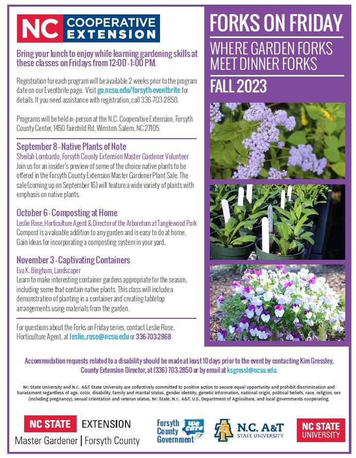 image of fall 2023 forks on friday flyer