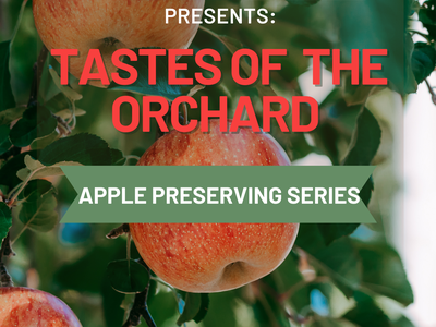 Taste of the Orchard apple preserving series with apple tree and 3 apples NC state ext logo
