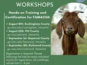 2023 FAMACHA Workshops — Aug 18 Rockingham; Aug 25 Pitt; Sep 1 Haywood; Sep 8 Richmond; goat