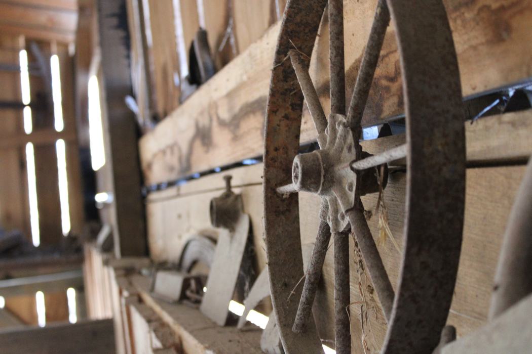 Wagon Wheel in barn in Swain County