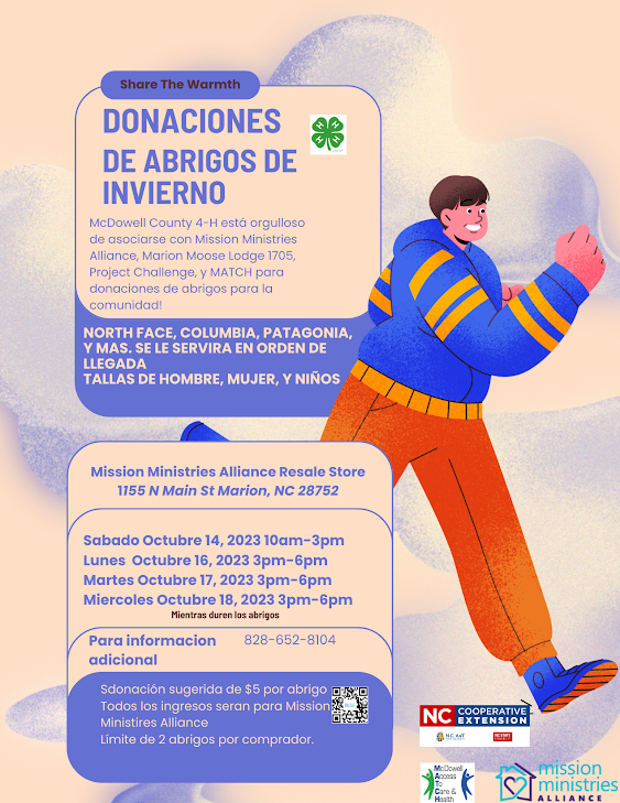 Coat giveaway flyer in Spanish