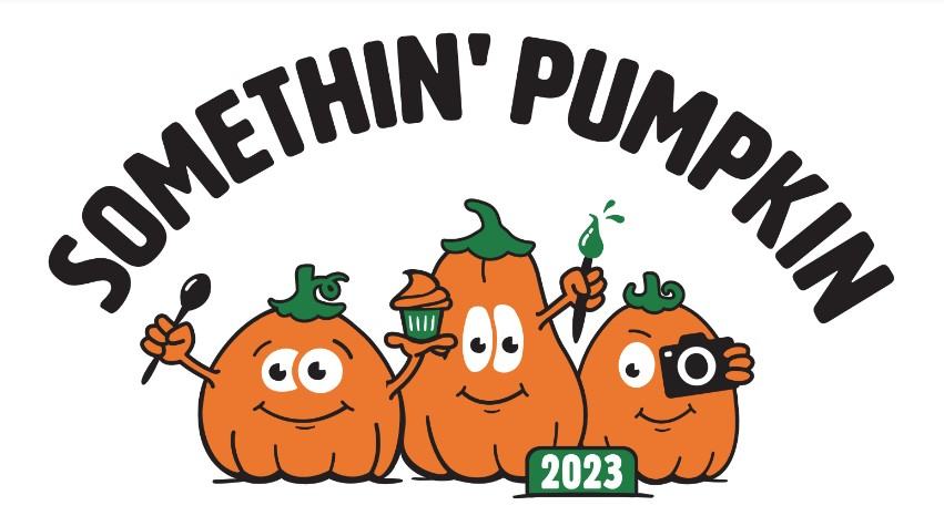 Somethin' Pumpkin 2023 logo with clipart pumpkins