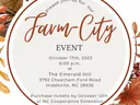 Farm-City Event invitation: Oct 17, 2023, 6:00 p.m., The Emerald Hill, Hiddenite NC