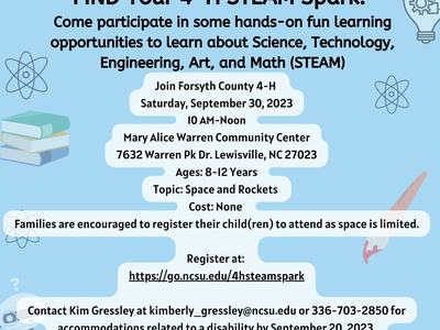 A blue flyer with details about upcoming STEAM program