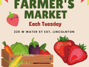 Lincoln County Farmer's Market each Tuesday. 225 W Water St EXT, Lincolnton