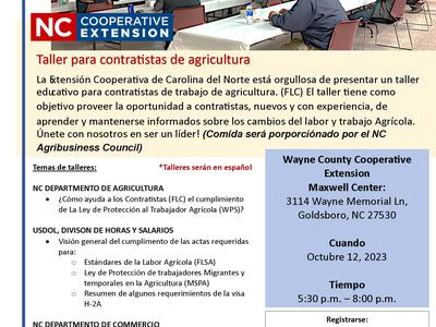 Taller para contratistas de agricultura — Oct 12, 2023, Wayne County Cooperative Extension