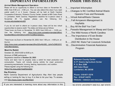 LIVESTOCK NEWS newsletter — Robeson County NC Cooperative Extension, September 2023