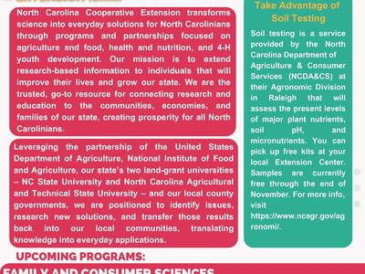 NC Cooperative Extension newsletter titled "EXTENSION MINUTE" (October 2023)