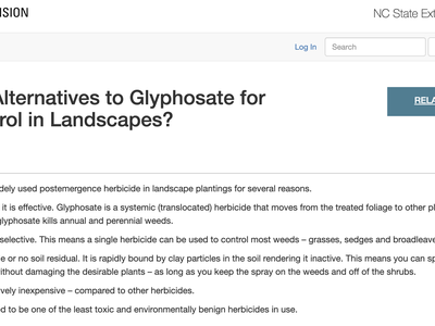 NC State University's Factsheet on Glyphosate Alternatives. https://content.ces.ncsu.edu/are-there-alternatives-to-glyphosate-for-weed-control-in-landscapes