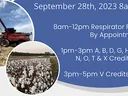 Combine unloading grain and cotton field; September 28th, 2023 8am–5pm