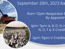 Combine unloading grain and cotton field; September 28th, 2023 8am–5pm