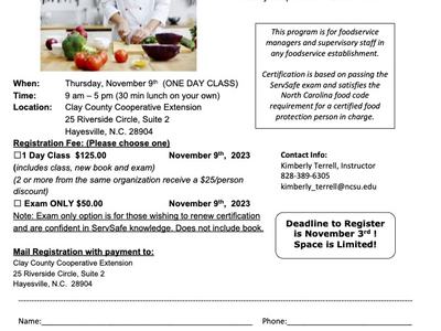 ServSafe Food Protection Manager Certification form