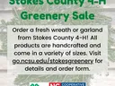 Stokes County 4-H Greenery Sale poster: order wreaths/garlands, go.ncsu.edu/stokesgreenery