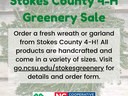 Stokes County 4-H Greenery Sale poster: order wreaths/garlands, go.ncsu.edu/stokesgreenery