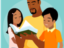 Clipart father reading to children