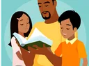 Clipart father reading to children