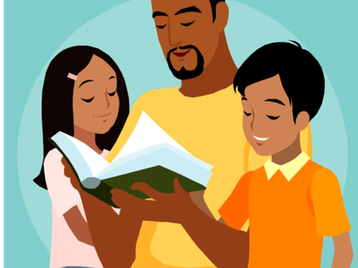 Clipart father reading to children
