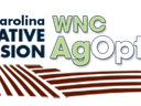 North Carolina Cooperative Extension and WNC AgOptions text with stylized field graphic
