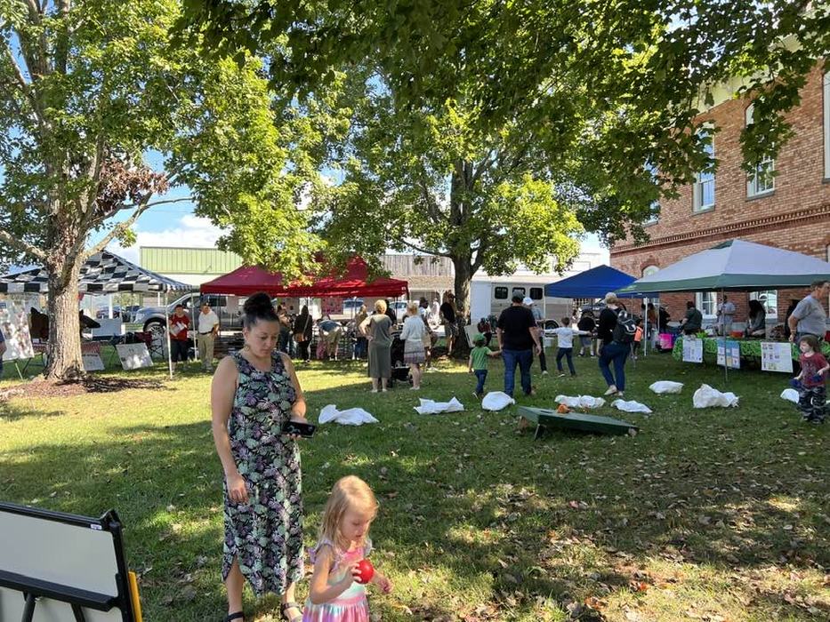 crowd and booths