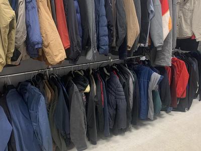 coats on a rack