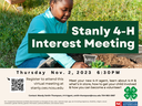 Girl planting basil; text "Stanly 4-H Interest Meeting" and date Nov. 2, 2023 6:30 PM