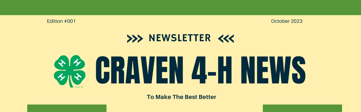 Banner image stating "Craven 4-H News" link to the actual newsletter is in the body of the page