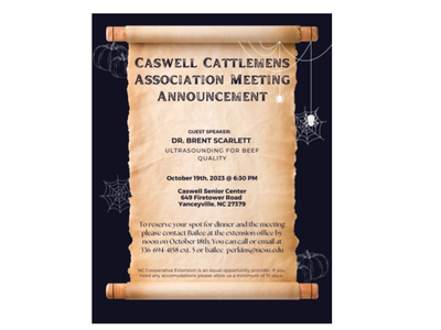 Cattlemens Meeting October 19th at 6:30 