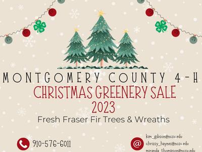 Montgomery County 4-H Christmas Greenery Sale 2023 — Fresh Fraser Fir trees & wreaths; 910-576-6011