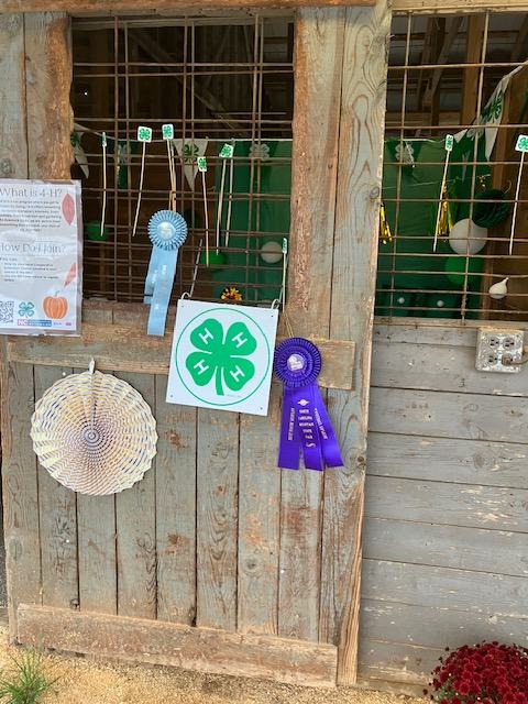 Ribbons displayed with fair booth